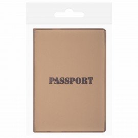 Обложка для паспорта, мягкий полиуретан, "PASSPORT", коричневая, STAFF, 238406