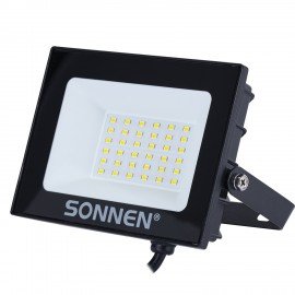 Прожектор светодиодный 30Вт, 6500К, 2400Лм, IP65, 146x98x26мм, черный, SONNEN, 238413
