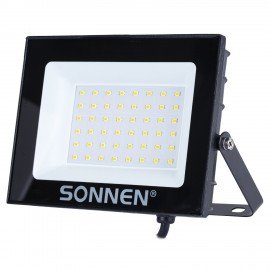 Прожектор светодиодный 50Вт, 6500К, 4000Лм, IP65, 176x123x26мм, черный, SONNEN, 238414