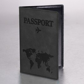 Обложка для паспорта "Passport Map", мягкая экокожа, графитовая, STAFF, 238875