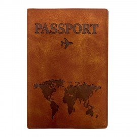 Обложка для паспорта "Passport Map", мягкая экокожа, коричневая, STAFF, 238876