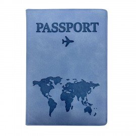 Обложка для паспорта "Passport Map", мягкая экокожа, голубая, STAFF, 238877