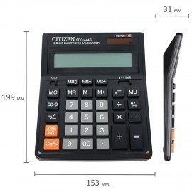 Калькулятор настольный CITIZEN SDC-444S (199х153 мм), 12 разрядов, двойное питание