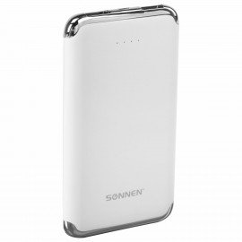 Аккумулятор внешний 6000 mAh SONNEN POWERBANK K611, 2 USB, литий-полимерный, белый, 263028