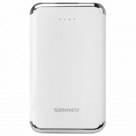 Аккумулятор внешний 6000 mAh SONNEN POWERBANK K611, 2 USB, литий-полимерный, белый, 263028