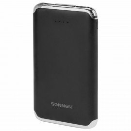 Аккумулятор внешний 6000 mAh SONNEN POWERBANK K611, 2 USB, литий-полимерный, черный, 263029