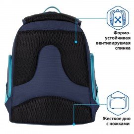 Рюкзак BRAUBERG CLASSIC, легкий каркас, премиум материал, Speed, синий, 37х32х21 см, 270088