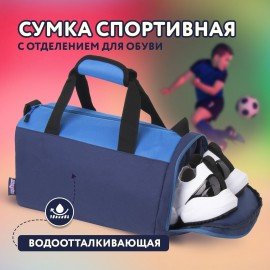 Сумка спортивная ЮНЛАНДИЯ с отделением для обуви, 40х22х20 см, синий/голубой, 270096