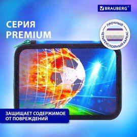 Пенал BRAUBERG, 2 отделения, полиэстер, 21х14 см, "Fire football", 270322