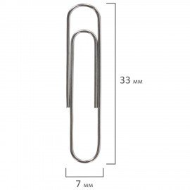 Скрепки BRAUBERG, 33 мм, никелированные, 100 шт., в картонной коробке, 270443