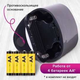 Точилка электрическая BRAUBERG DUAL (для 2 диаметров карандашей!), 4 батарейки АА, черная, 270581