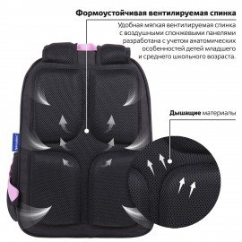 Рюкзак BRAUBERG SOFT, 2 отделения, 3 кармана, "I love coffee", СВЕТЯЩИЙСЯ, 40х31х15 см, 270611