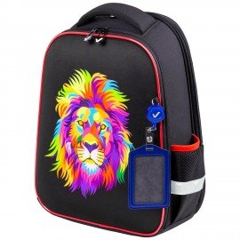 Ранец BRAUBERG FIT, 2 отделения, "Colorful lion", 38х27х14 см, 270618