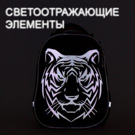 Ранец BRAUBERG SHINY, 2 отделения, с брелком, "Tiger", СВЕТЯЩИЙСЯ РИСУНОК, 38х28х14 см, 270698