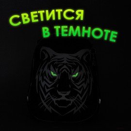 Ранец BRAUBERG SHINY, 2 отделения, с брелком, "Tiger", СВЕТЯЩИЙСЯ РИСУНОК, 38х28х14 см, 270698