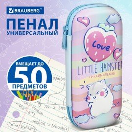 Пенал BRAUBERG, 1 отделение, 1 откидная планка, EVA 3D, 22х10х5 см, "Humster", 270702