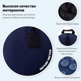 Рюкзак BRAUBERG POSITIVE универсальный, карман-антивор, "Dark blue", 42х28х14 см, 270775