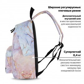 Рюкзак BRAUBERG СИТИ-ФОРМАТ универсальный, "Mineral", розово-голубой, 41х32х14 см, 270791