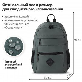 Рюкзак BRAUBERG DYNAMIC универсальный, эргономичный, серый, 43х30х13 см, 270802