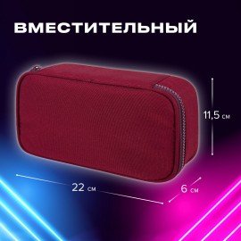 Пенал-косметичка BRAUBERG, 1 отделение, органайзер, полиэстер, 22x11,5x6 см, винный, 270845