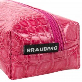 Пенал-косметичка BRAUBERG, "крокодиловая кожа", 20х6х4 см, "Ultra pink", 270850