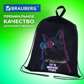 Мешок для обуви BRAUBERG, с петлёй, карман на молнии, 47х37 см, "Movie time", 270910