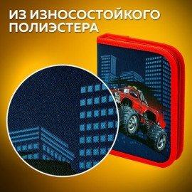 Пенал ПИФАГОР, 1 отделение, полиэстер, 19х13 см, "Monster car", 271013