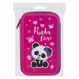 Пенал ПИФАГОР, 3 отделения, ламинированный картон, 19х11 см, "Panda time", 271069