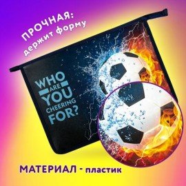 Папка для тетрадей ЮНЛАНДИЯ А4, 1 отделение, пластик, на молнии, "Football power", 271082