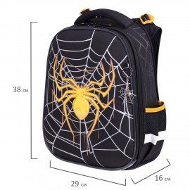 Ранец BRAUBERG PREMIUM, 2 отделения, с брелком, "Venomous spider", 3D панель, 38х29х16 см, 271355