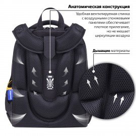 Ранец BRAUBERG PREMIUM, 2 отделения, с брелком, "Venomous spider", 3D панель, 38х29х16 см, 271355