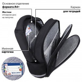 Рюкзак BRAUBERG OPTIMA, 2 отделения, с брелоком, "Keep away", СВЕТЯЩИЙСЯ, 36х27х18 см, 271361