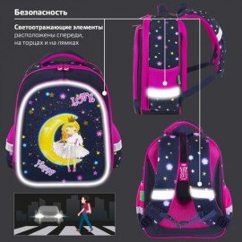 Ранец BRAUBERG KIDS STANDARD, 2 отделения, "Moon girl", 36х28х14 см, 271387