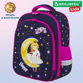 Ранец BRAUBERG KIDS STANDARD, 2 отделения, "Moon girl", 36х28х14 см, 271387