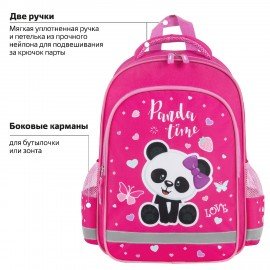 Рюкзак ПИФАГОР SCHOOL, 1 отделение, 3 кармана, "Panda time", 38x28х14 см, 271406