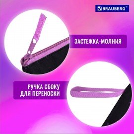 Папка для тетрадей BRAUBERG А4, 1 отделение, полиэстер, на молнии, с ручкой, "Flower butterfly", 271475