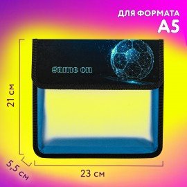 Папка для тетрадей ЮНЛАНДИЯ А5, пластик, 2 отделения, клапан на липучке, "Digital Ball", 271491