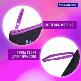 Папка для тетрадей BRAUBERG А5, 1 отделение, полиэстер, на молнии, с ручкой, "Fly Aways", 271499