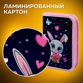 Пенал ПИФАГОР, 1 отделение, ламинированный картон, 19х11 см, "Lovely Bunny", 271501