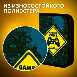 Пенал ПИФАГОР, 1 отделение, полиэстер, 19х13 см, "Game Zone", 271511