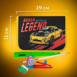 Пенал ПИФАГОР, 1 отделение 1 откидная планка, полиэстер, 19х13 см, "Street Legend", 271519