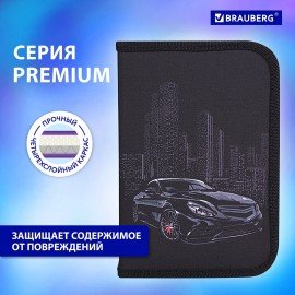 Пенал BRAUBERG, 1 отделение, 1 откидная планка, полиэстер, 21х14 см, "Night Car", 271522