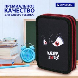 Пенал BRAUBERG, 2 отделения, полиэстер, 21х14 см, "Keep Away", 271543