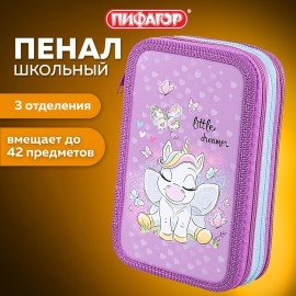 Пенал ПИФАГОР, 3 отделения, ламинированный картон, 19х11 см, "Sweet Dreamer", 271545