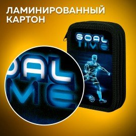 Пенал ПИФАГОР, 3 отделения, ламинированный картон, 19х11 см, "Goal", 271547