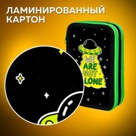 Пенал ПИФАГОР, 3 отделения, ламинированный картон, 19х11 см, "Not Alone", 271549