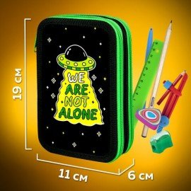 Пенал ПИФАГОР, 3 отделения, ламинированный картон, 19х11 см, "Not Alone", 271549