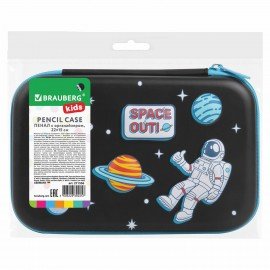 Пенал BRAUBERG KIDS большой удобный с откидной планкой, EVA, 22х15х4 см, "Space out", 271556