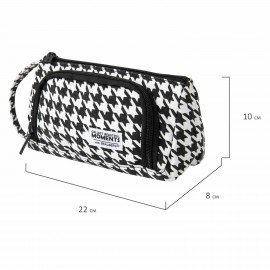 Пенал-косметичка BRAUBERG с ручкой, 1 откидная планка, полиэстер, 22x10х8 см, "Houndstooth", 271560