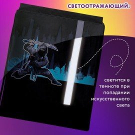 Мешок для обуви ЮНЛАНДИЯ, плотный, светоотражающая полоса, 46х36 см, "Black Ninja", 271615